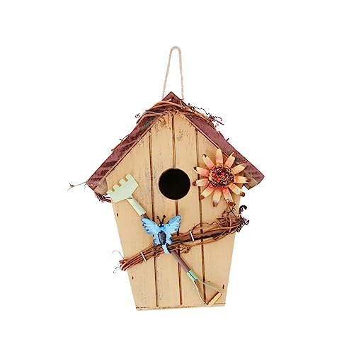 GANAZONO Hängendes Holz Vogelhaus mit Dach Rustikales Garten für Zuhause Hochzeit und Büro Einzigartiges Design Langlebig und Leicht für Vogelbeobachtung und Kreative Gestaltung von GANAZONO