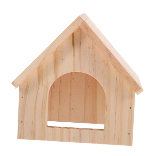 GANAZONO Hamsterhaus aus Naturholz mit Futterplattform Versteck und Spielhaus für Meerschweinchen und Eichhörnchen Gemütliches Kleintierhaus Zubehör für Hamsterkäfig und Nagerversteck von GANAZONO