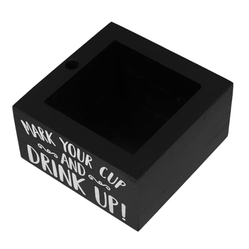 GANAZONO Holz Cup Holder mit Stifthalter Praktischer Aufbewahrungsbox für Papierbecher für Partys Bbq und Veranstaltungen Dekorativ und Leicht zu Reinigen Schwarz von GANAZONO