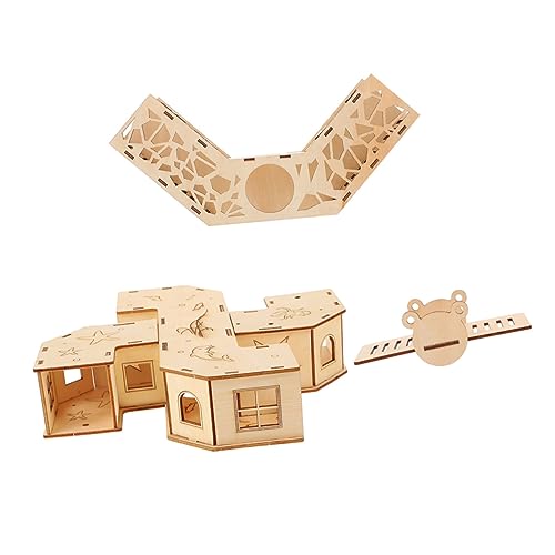 GANAZONO Hamsterspielzeug Aus Holz Tunnelspielzeug Für Kleine Haustiere Hamstertunnel-versteck Labyrinthhaus Für Meerschweinchen Robustes Haustierspielzeug Mit Glatten Kanten von GANAZONO
