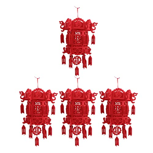 GANAZONO Hochzeitsdekoration Japanische Laternen 4Pcs 2023 Nicht Gewohnter Stoff Traditionelle Chinesische Laternen Red Fu Lucky New Year Decorative Laternen Festival Asiatischer Lampion von GANAZONO