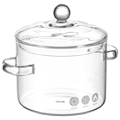 GANAZONO Kochtopf Glas Kochtopf Borosilikatglas Mit Deckel Griff Küchentopf Für Nudeln Nudelsuppe Milch 1350ml von GANAZONO