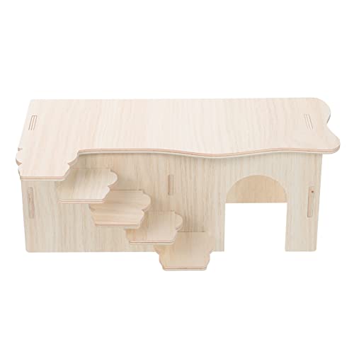 GANAZONO Multifunktionales Kleines Haustierhaus Holz Hamster Nest mit Leiter Dekoratives Versteck für Zwerghamster und Mäuse für Innenbereich und Ganzjährige Nutzung von GANAZONO