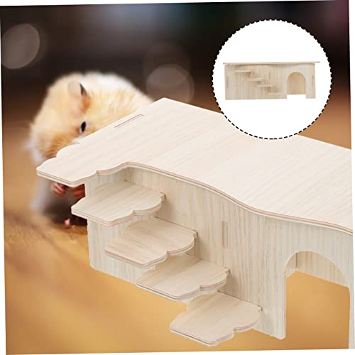 GANAZONO Multifunktionales Kleines Haustierhaus Holz Hamster Nest mit Leiter Dekoratives Versteck für Zwerghamster und Mäuse für Innenbereich und Ganzjährige Nutzung von GANAZONO