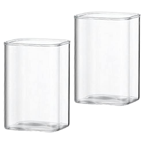 GANAZONO Quadratischer Becher 2 Stück Klar Trinkgläser Glas Kaffeebecher Saftbehälter Milch Getränke Tassen Bar Glaswaren Für Wasser Saft Bier Cocktails Getränke 280 Ml von GANAZONO