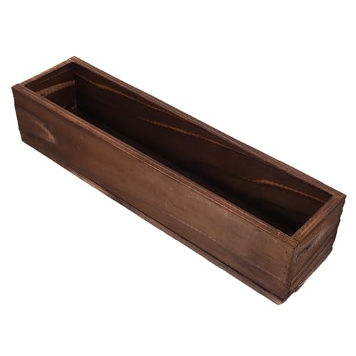 GANAZONO Rechteckiger Pflanzkasten Aus Holz Rustikaler Pflanzen- Und Gemüseanbaubehälter Aus Holz Balkon-Blumentöpfe Für Den Garten 40 X 10 X 8 cm von GANAZONO