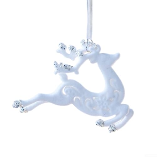 Beflocktes Weihnachtsschmuck-Set mit Schneeflocke, Stern, Schleife, Hirsch, Glocke für Baum, Kranz und saisonale Innendekoration (C) von GANCEI