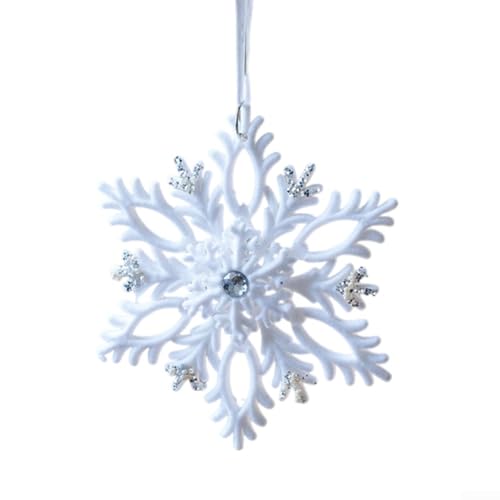 Beflocktes Weihnachtsschmuck-Set mit Schneeflocke Stern Schleife Hirsch Glocke für Baum, Kranz und saisonale Innendekoration (L) von GANCEI