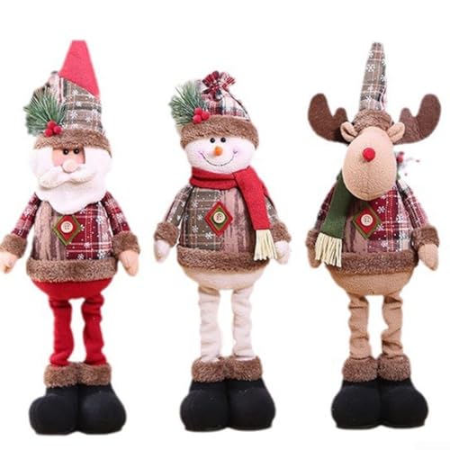 GANCEI 3 Stück Vintage Weihnachten Schneeflocke Stoffpuppen Einstellbare 32-47cm Festliche Ornamente für Zuhause, Hotel, Bar oder Einkaufszentrum Feiertagsdekoration von GANCEI