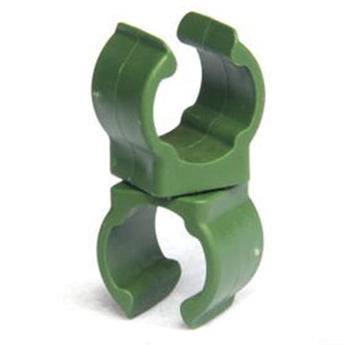 GANCEI 50 Stück Pflanzenstützstangenverbinder, Clips für 11 mm, 16 mm, 20 mm Stangen, Gewächshaus, Gartenpfähle, verstellbare Mehrzweck-Pflanzenbänder, grüne Kunststoffschnallen (20 mm) von GANCEI
