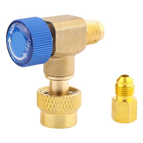 GANCEI 90° rechtwinkliger Auto-Klimaanlagen-Sicherheitsventil-Kupfer-Anschlussadapter für R410a R32 R22, Ventilkern (A) von GANCEI