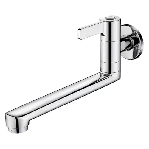 GANCEI Edelstahl-Wand-Kaltwasser-Wasserhahn, Wandmontage, ausziehbarer Wasserhahn, einzelner Kaltwasserhahn, platzsparend (30 cm) von GANCEI