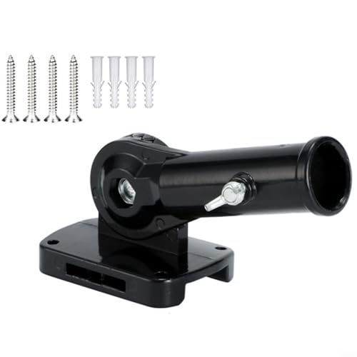 GANCEI Flaggenständer aus Aluminiumlegierung für den Außenbereich, mit 180° verstellbarem Winkel, Wandmontage, Fahnenmast-Basis für Garten oder Gebäude (schwarz) von GANCEI