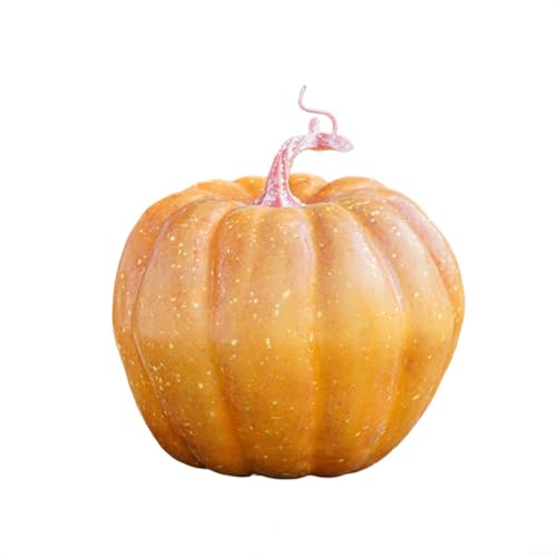 GANCEI Künstliche Kürbisse, 14/16/17 cm, Herbstdekoration für Halloween, Thanksgiving, Weihnachten und Ernte-Party, Heimdisplay (17 cm, Orange) von GANCEI
