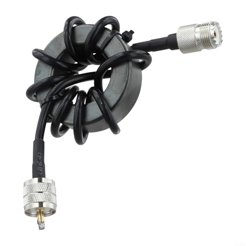 GANCEI Kurzwellen-Choke-Spulen-Magnetring, Magnetring für HF-Radiosender, unterdrückt elektromagnetische Störungen mit M-Stecker auf M-Buchse (EM-43) von GANCEI