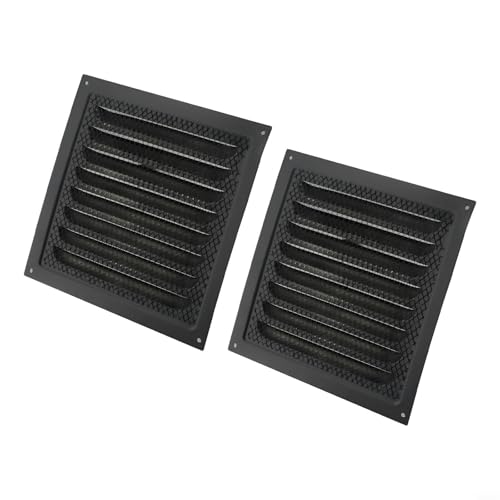 GANCEI Lüftungsgitter, Lüftungsgitter, Abdeckung, Edelstahl, Lüftungsgitter mit Insektenschutz für Decken- oder Seitenwandinstallation (2 Stück, schwarz) von GANCEI