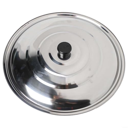 GANCEI Pfannendeckel Edelstahl Pfannendeckel für Kochtopf, Wok, Bratpfanne und Auflaufform, spülmaschinenfeste Topfabdeckung mit schwarzem Kunststoffknopf (38 cm) von GANCEI