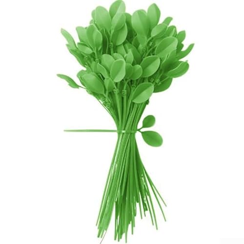 GANCEI Pflanzenbinder-Set, 50 Stück, Nylon, Gartenstützen für Pflanzen, 19 cm, grüne Pflanzenbefestigungsbänder mit dekorativem Blattmuster von GANCEI