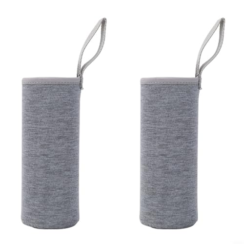 GANCEI Wasserflaschenhülle, Wasserflaschen-Tasche, Thermo-Abdeckung, Schutztasche, 550 ml, isolierte Neoprenhüllen, 2 Stück (550 ml grau) von GANCEI