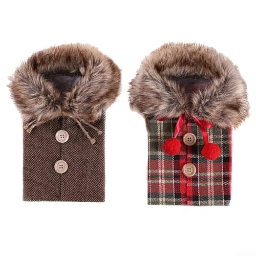 GANCEI Weinflaschenbeutel mit Weihnachtsmann-Motiv, festliche Feiertagsdekoration, 2 Stück, Stoffbezüge für Champagner, Party, Tischdekoration, 24 x 12 cm von GANCEI