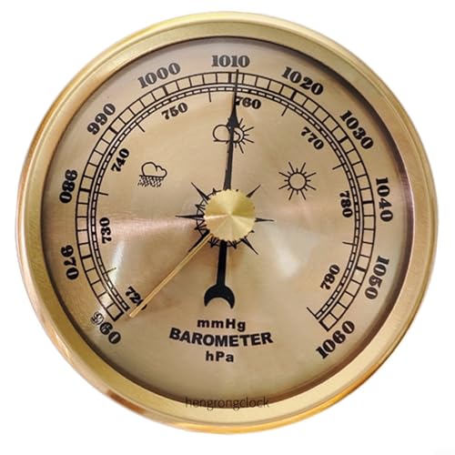 GANCEI Wetterstation für den Innen- und Außenbereich, Durchmesser 7 cm, mit Metallrahmen und mechanischem Luftdruckmesser, Barometer für den Innenbereich, goldfarben GANCEI Wetterstation für den Innen- und Außenbereich, Durchmesser 7 cm, mit Metallrahmen und mechanischem Luftdruckmesser, Barometer für den Innenbereich, goldfarben von GANCEI