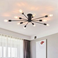 Halb Bündige Kronleuchter Deckenleuchte, 10-Licht E27 Moderne Schwarz Kronleuchter Deckenlampe Industrielle Deckenleuchte Pendelleuchte für Küche von GANEED