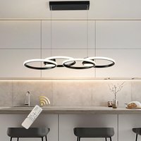 Ganeed - Moderne led Pendelleuchte 4 Ringe Dimmbar led Kronleuchter Leuchte mit Fernbedienung Verstellbarer Hängeleuchter für Esszimmer Wohnzimmer von GANEED