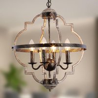 Ganeed - Vintage Kronleuchter 4-flammige Pendelleuchte mit verstellbarer Höhe Rusitc Metall Hängelampe Retro Kronleuchter für Wohnzimmer, von GANEED
