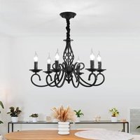 Rustikale Kronleuchter Französisches Land Vintage Kronleuchter Metall in antiker Pendelleuchte Schwarz 6 Lichter - Ganeed Rustikale Kronleuchter Französisches Land Vintage Kronleuchter Metall in antiker Pendelleuchte Schwarz 6 Lichter - Ganeed von GANEED