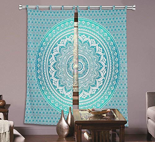 GANESHAM HANDICRAFTS - Indische Mandala Wand Hängende Tapisserie Vorhang Boho für Tür, Böhmische Tapisserie, Mandala Böhmischen Dorm Dekor, Hippie Schlafzimmer (Grün) von GANESHAM