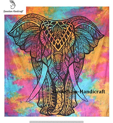 Quilt Bettunterlagen Wirft Decken Tischdecke Mandala Psychedelic Wand Wandteppiche Hippie Elefant Bohemian Wandteppiche indischen Gobelin von GANESHAM HANDICRAFTS