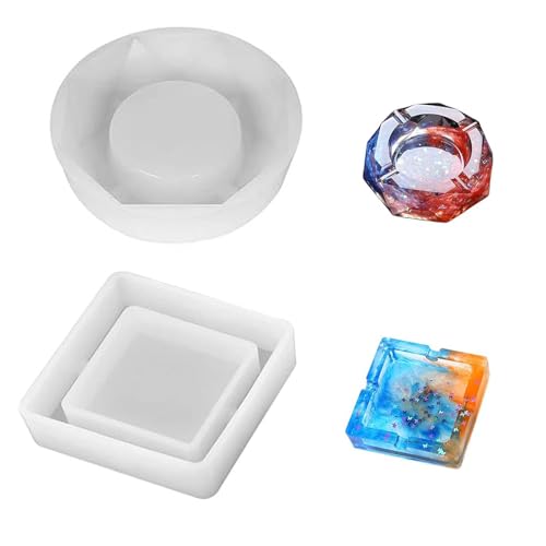 GANILITY Aschenbecher Harzformen 2 Stücke, Quadrat und Diamant Kieselgel, Gießform Resin, Resin Schmuck, DIY-Kristall Handwerk, Untersetzer,Kerzenhalter, Heimdekoration, Weiß von GANILITY