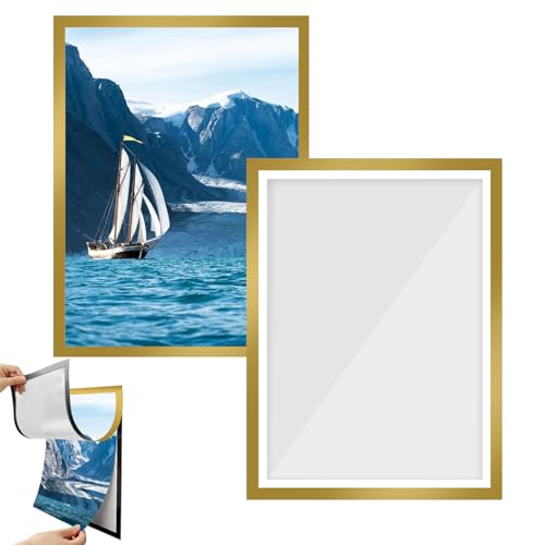 GANILITY Diamond Painting Rahmen, 2 Stück 30 x 40 cm Selbstklebend Magnetrahmen, Magnetischer Rahmen, für Wanddekoration Hause, Foto, Poster Präsentation(Gold) von GANILITY