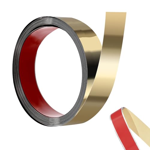 GANILITY Wandleiste, Chromleiste Selbstklebend, 5m x 4cm Zierleisten Selbstklebend, Selbstklebende Dekorative Wandleiste, zur Dekoration von Räumen und Wohnbereichen, Gold von GANILITY