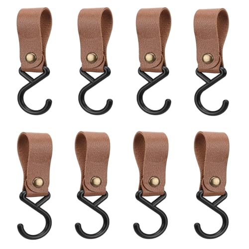 Leder-S-Haken, Multifunktionshaken, Lederhaken, 8 Stück S Haken Mit Lederschlaufe, Tragbarer Camping Hängehaken, Metall-S-förmige Haken zum Aufhängen, für Reisen, Camping, Zuhause, Braun Leder-S-Haken, Multifunktionshaken, Lederhaken, 8 Stück S Haken Mit Lederschlaufe, Tragbarer Camping Hängehaken, Metall-S-förmige Haken zum Aufhängen, für Reisen, Camping, Zuhause, Braun von GANILITY