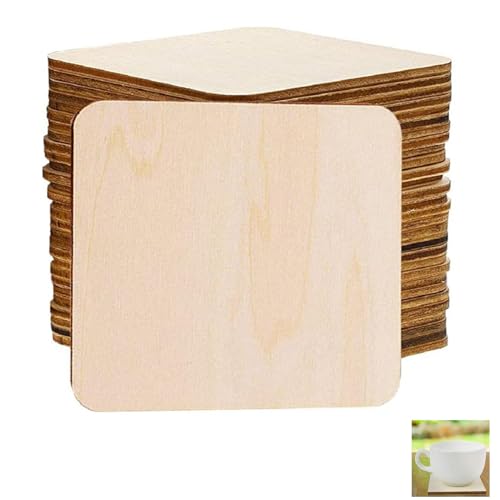 Quadrat Holzscheiben, für Dekoration, Untersetzer, Handwerke, Bemalen, DIY, Brandmalerei, Projektbuch Unterzeichnung, Unvollendete Leere Holz Quadrate, 30 Stück, 10x10 cm von GANILITY