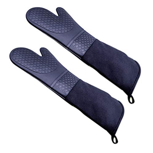 1 Paar professionelle Silikon-Ofenhandschuhe, Backhandschuhe, Ellenbogenlänge, hitzebeständige Handschuhe von GANMEI