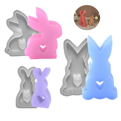 3 Stück Osterhase Silikonform Kerzenhalter, Kaninchen Kerze Silikonform, 3D Kreative Silikonform FüR Kerzenherstellung von GANMFOYC