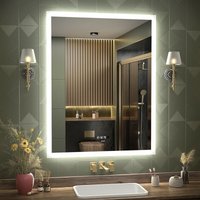 Led Badezimmerspiegel, Schminkspiegel Wandmontage, menschliche Induktion, Bluetooth, Anti-Beschlag, IP44 Wasserdicht + Vertikal & Horizontal (70 x 90 von GANPE