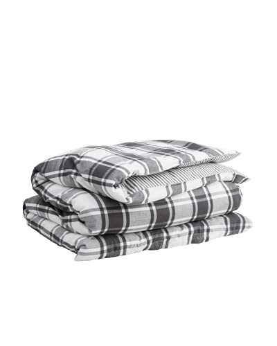 GANT Flannel Check Bettdeckenbezug einzeln Farbe Antracite Größe 135x200cm kariert Baumwolle Winterbettwäsche von GANT
