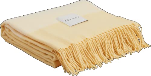 GANT Wool Blend Tagesdecke aus Merinowolle Farbe Lemon Größe 130x180 von GANT