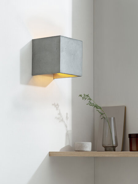 GANTlights [B3] Beton Wandlampe quadratisch Hell von GANTlights