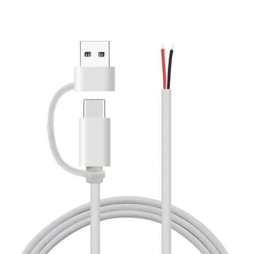 GANYKQ USB C Pigtail 2-adriges Kabel, 13 cm, USB-C-Stecker auf 2-poligen Draht, 5 V, 2 A, für LED-Licht, Router, Autorecorder GANYKQ USB C Pigtail 2-adriges Kabel, 13 cm, USB-C-Stecker auf 2-poligen Draht, 5 V, 2 A, für LED-Licht, Router, Autorecorder von GANYKQ