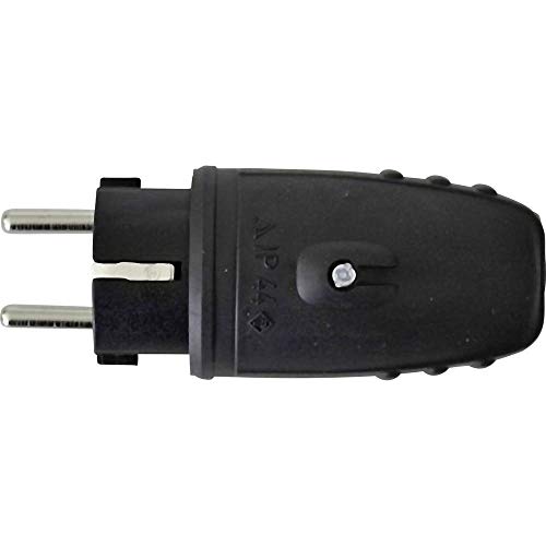 N & L 627631 Schutzkontaktstecker Gummi 230V Schwarz IP44 von GAO