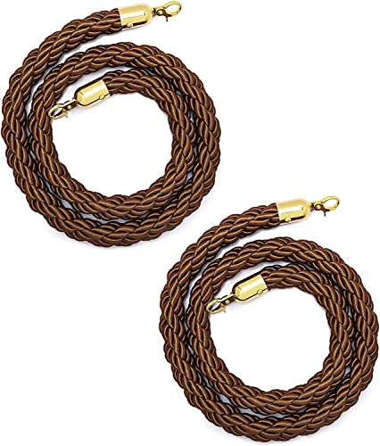 GAOAZHEN Absperrseil, Absperrseil, braunes, säulenförmiges Leinengewebeseil, Absperrung zur Warteschlangenkontrolle (2er-Pack, 5 m) von GAOAZHEN