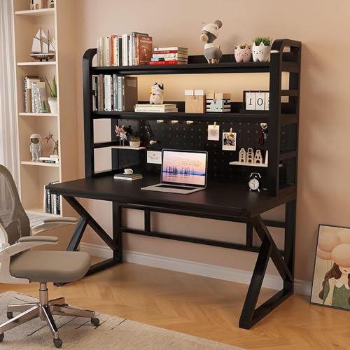 GAOAZHEN Computertisch Computertisch mit Regal und Stecktafel Home-Office-Schreibtisch Moderner Studentenschreibtisch/Arbeitsplatz, einfach zu montieren (Farbe: Schwarz) von GAOAZHEN