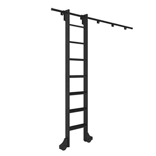 GAOBINGB Bibliotheksleiter-Hardware-Kit mit Rollschiene und Bodenrollen. Schwarze, runde Stahlrohr-Mobilleiterschienen GAOBINGB Bibliotheksleiter-Hardware-Kit mit Rollschiene und Bodenrollen. Schwarze, runde Stahlrohr-Mobilleiterschienen von GAOBINGB