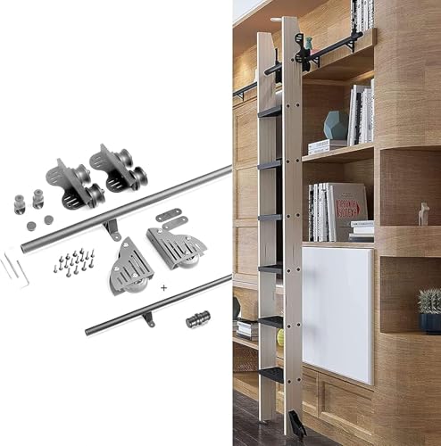 GAOBINGB Einziehbares Rollleiterschienen-Set, Bibliotheks-Schiebeleiter-Hardware für den Innen-/Dachbodengebrauch, Verlängerungsschienen-/Schienensystem (Keine Leiter enthalten) von GAOBINGB