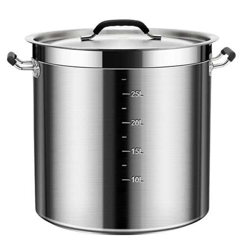 GAOBINGB Induktionsgeeigneter Suppentopf aus Edelstahl mit Deckel – 3-lagiger Boden in Handelsqualität zum Kochen von Suppen, Eintöpfen und Soßen – Klare Messskala GAOBINGB Induktionsgeeigneter Suppentopf aus Edelstahl mit Deckel – 3-lagiger Boden in Handelsqualität zum Kochen von Suppen, Eintöpfen und Soßen – Klare Messskala von GAOBINGB