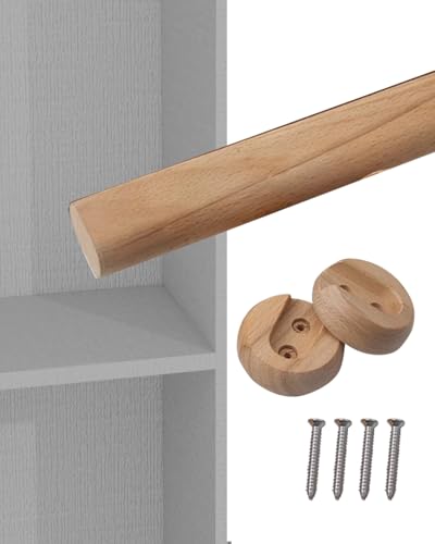GAOBINGB Kleiderständer aus Holz – robuster ovaler Kleiderbügel mit natürlicher Maserung, Vintage-Gardinenstange für Balkon und Zuhause, strapazierfähiger Kleiderschrank (104 cm / 41 Zoll) von GAOBINGB